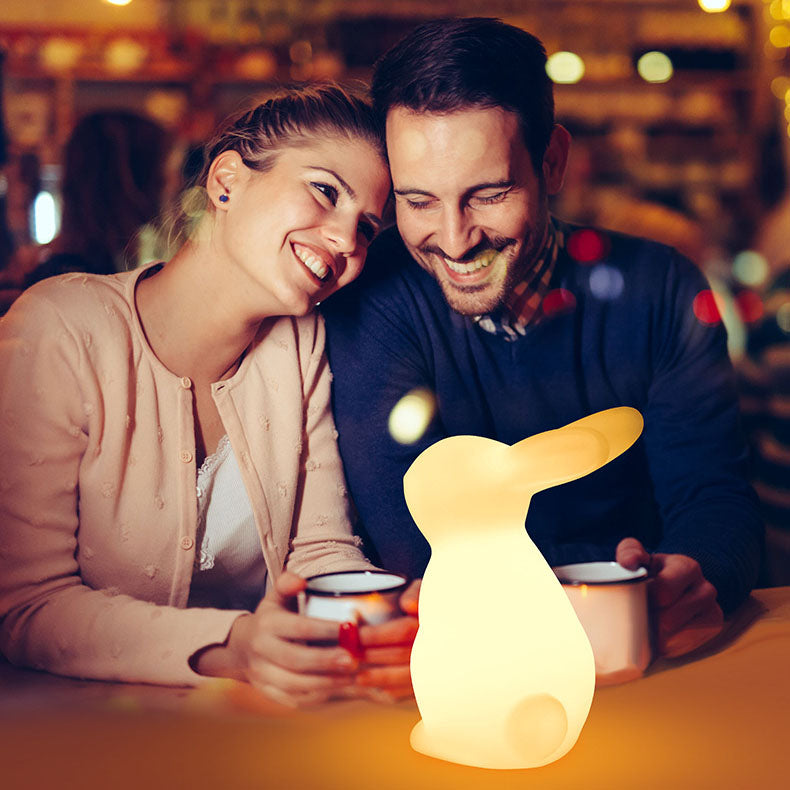 Samtida kreativ kanin PE LED bordslampa för sovrummet | Veska