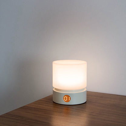 Samtida nordisk timer uppladdningsbar ABS HIPS silikon cylinder LED bordslampa nattlampa för nattygsbord | Veska