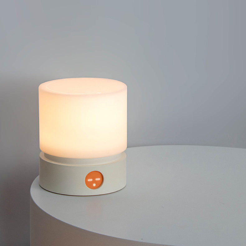 Samtida nordisk timer uppladdningsbar ABS HIPS silikon cylinder LED bordslampa nattlampa för nattygsbord | Veska Vit Oändligt dimbar 5V