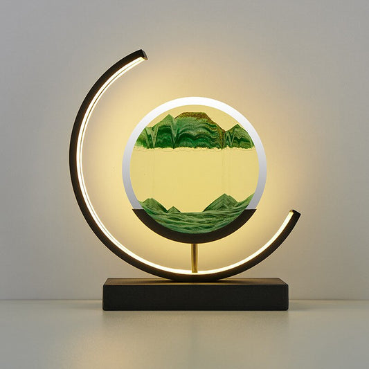 Sandbordslampa | Avkopplande sandlandskap design | Perfekt för heminredning och avslappningsutrymmen | Veska Grön