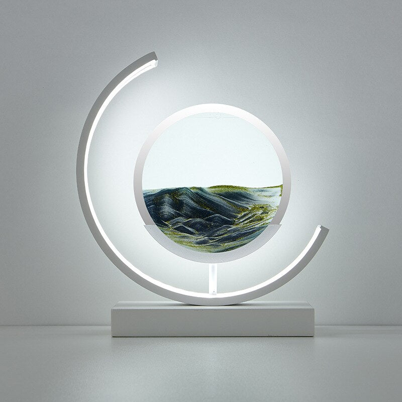 Sandbordslampa | Avkopplande sandlandskap design | Perfekt för heminredning och avslappningsutrymmen | Veska Vit