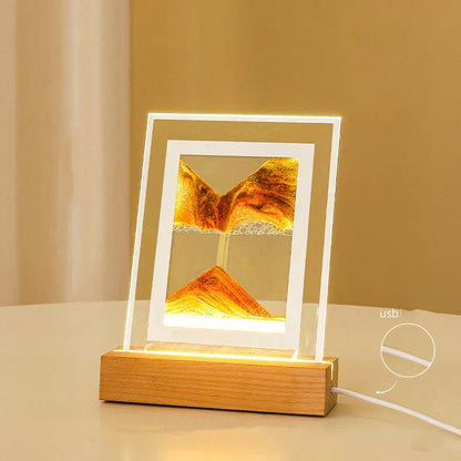 Sandkonst LED Snabbsand Konstnärlig Bordslampa | Veska Orange med Ljus