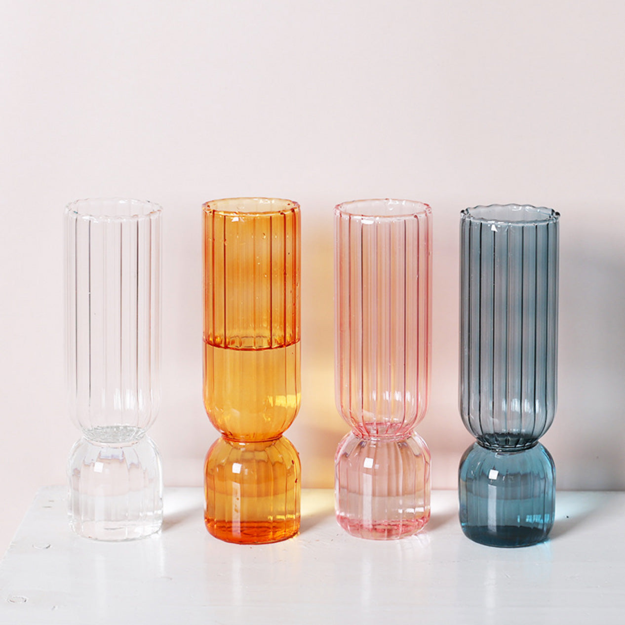 Scallop Cylinder Glass Vase | Veska Klar