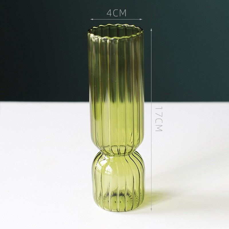 Scallop Cylinder Glass Vase | Veska Lime