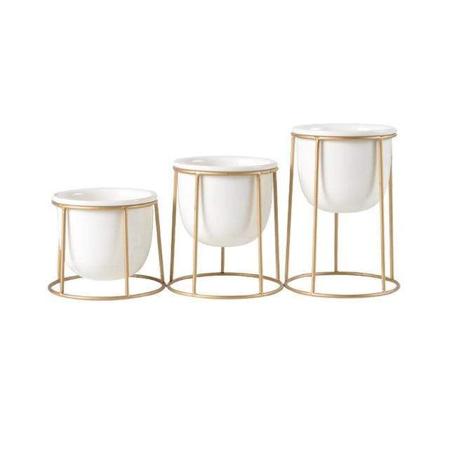 Set av 3 Blomkrukor | Veska Guld