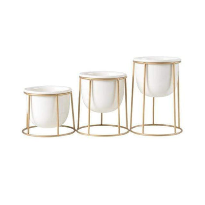 Set av 3 Blomkrukor | Veska Guld
