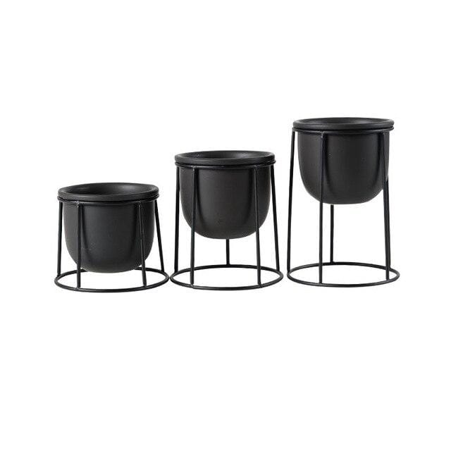 Set av 3 Blomkrukor | Veska Svart