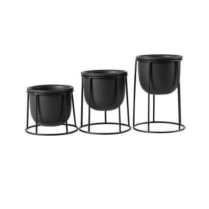 Set av 3 Blomkrukor | Veska Svart