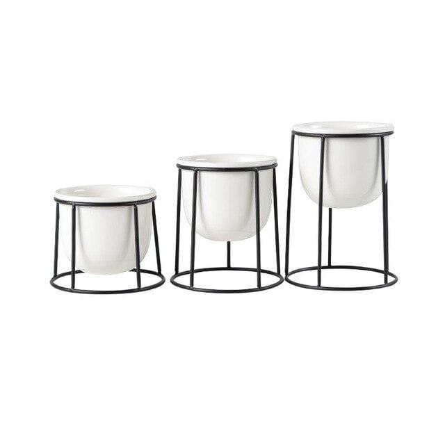 Set av 3 Blomkrukor | Veska Vit