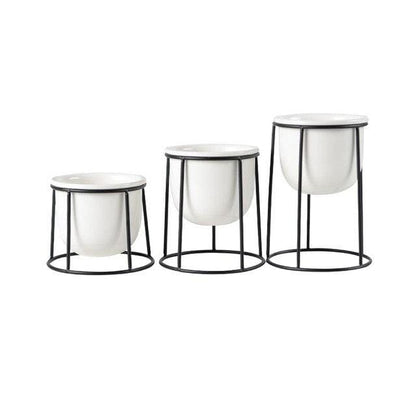 Set av 3 Blomkrukor | Veska Vit