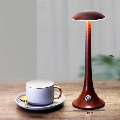 Sharina Svamp Lampa - Kreativ Bordslampa för Atmosfär Veska 1 Mörkt Trä