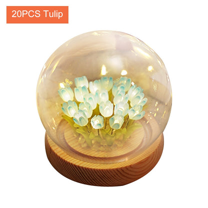 Shiny Tulip Handgjord Nattlampa | Veska blå