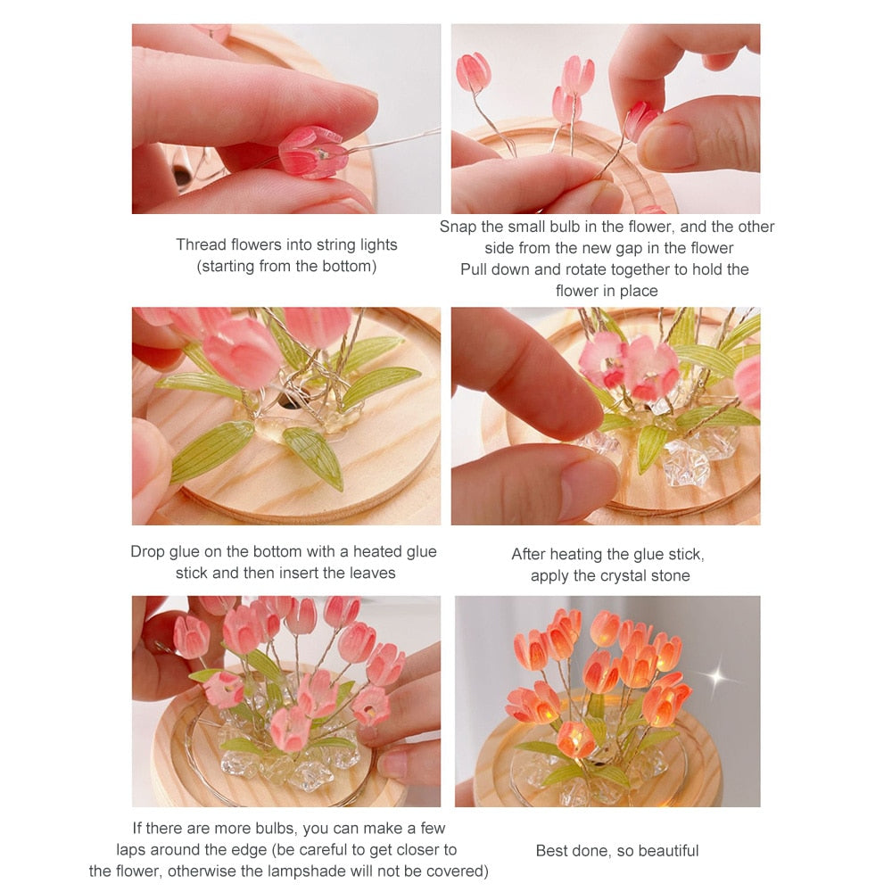 Shiny Tulip Handgjord Nattlampa | Veska