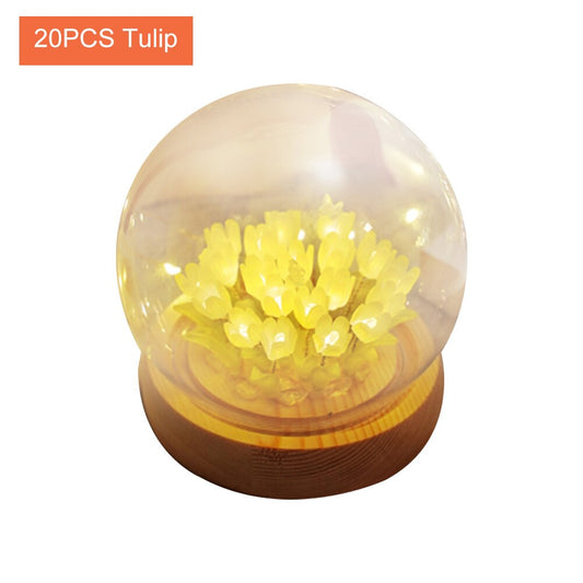Shiny Tulip Handgjord Nattlampa | Veska gul