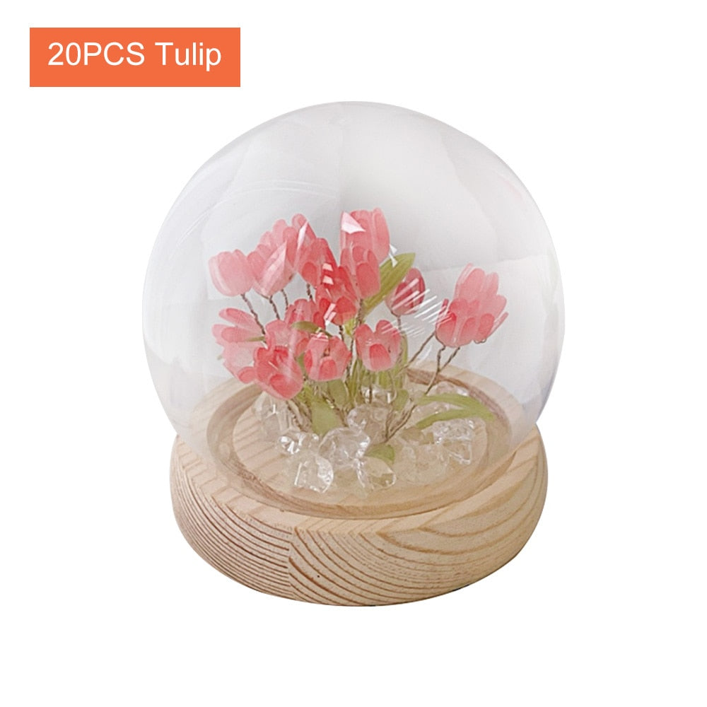 Shiny Tulip Handgjord Nattlampa | Veska rosa