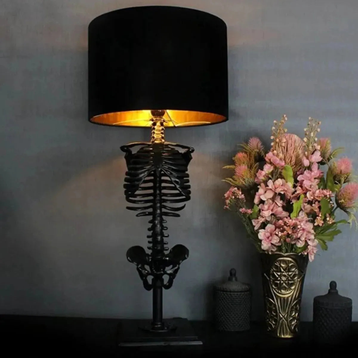 Skalle Bordslampa Skelett Skräck 3D Staty Kreativ Fest Dekorationsaccessoar Prop Halloween Dekoration Atmosfärslampa Nattlampa | Veska