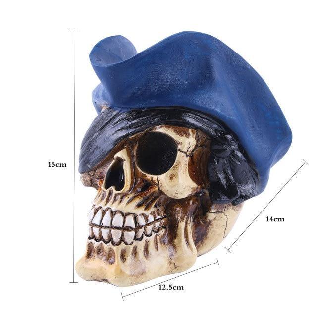 Skalle Resin Skelettarmé Figurin Halloween Dekoration | Veska blå hatt