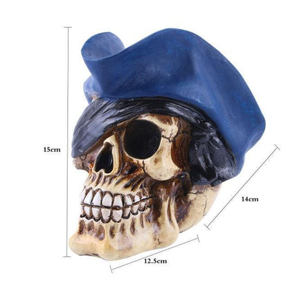 Skalle Resin Skelettarmé Figurin Halloween Dekoration | Veska blå hatt