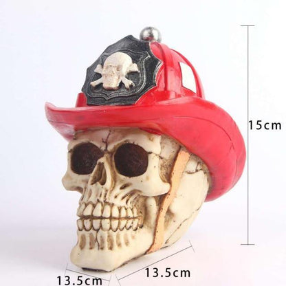 Skalle Resin Skelettarmé Figurin Halloween Dekoration | Veska röd hatt