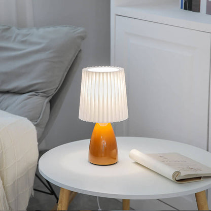 Skandinavisk retro bordslampa med vevad skärm och glasbas | Veska USB + 3-Färgs-Ljus Orange 110 V-120 V för USA Kanada
