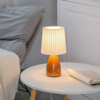 Skandinavisk retro bordslampa med vevad skärm och glasbas | Veska USB + 3-Färgs-Ljus Orange 220 V-240 V för Storbritannien Australien