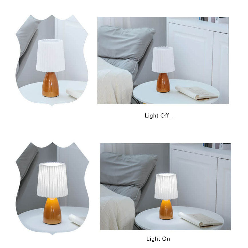 Skandinavisk retro bordslampa med vevad skärm och glasbas | Veska