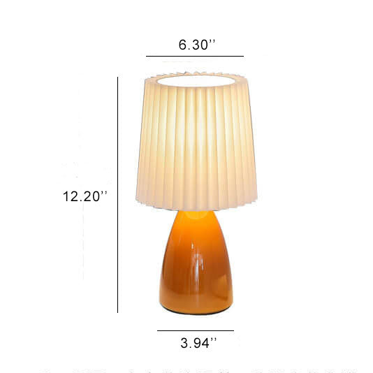 Skandinavisk retro bordslampa med vevad skärm och glasbas | Veska