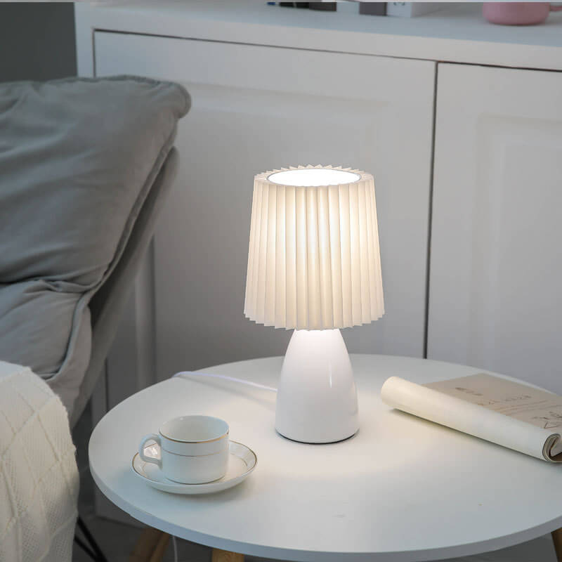 Skandinavisk retro bordslampa med vevad skärm och glasbas | Veska USB + 3-Färgs-Ljus Vit 110 V-120 V för USA Kanada
