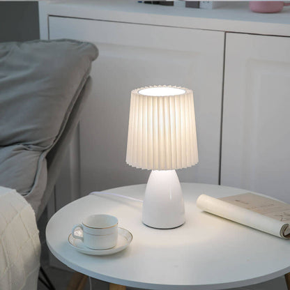 Skandinavisk retro bordslampa med vevad skärm och glasbas | Veska USB + 3-Färgs-Ljus Vit 110 V-120 V för USA Kanada