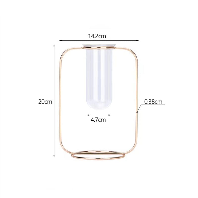 Skandinavisk stil enkel geometrisk metall smidd järn transparent glas hydroponisk vas | Veska Champagne guldig trumpet