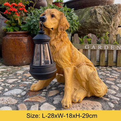 Solenergidriven utomhusharresin hundstaty lampa | Veska Golden Retriever A