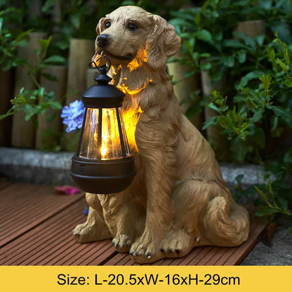 Solenergidriven utomhusharresin hundstaty lampa | Veska Golden Retriever B