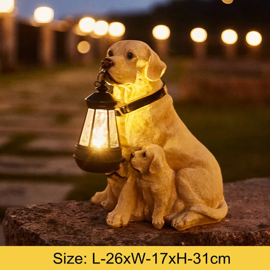 Solenergidriven utomhusharresin hundstaty lampa | Veska Labrador A