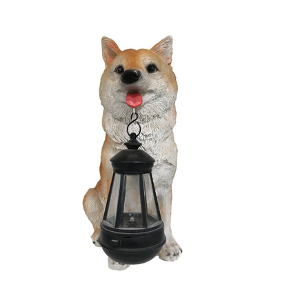 Solenergidriven utomhusharresin hundstaty lampa | Veska Shiba Lnu