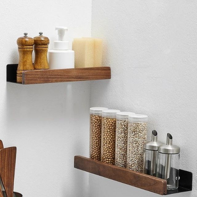 Solid wood badrumsorganiser hyllor utan borrning | Veska Braun