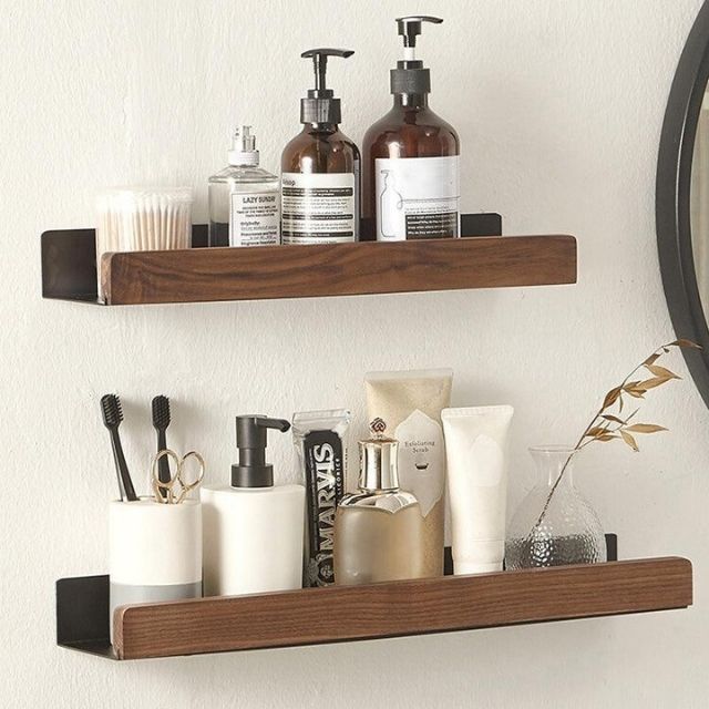 Solid wood badrumsorganiser hyllor utan borrning | Veska