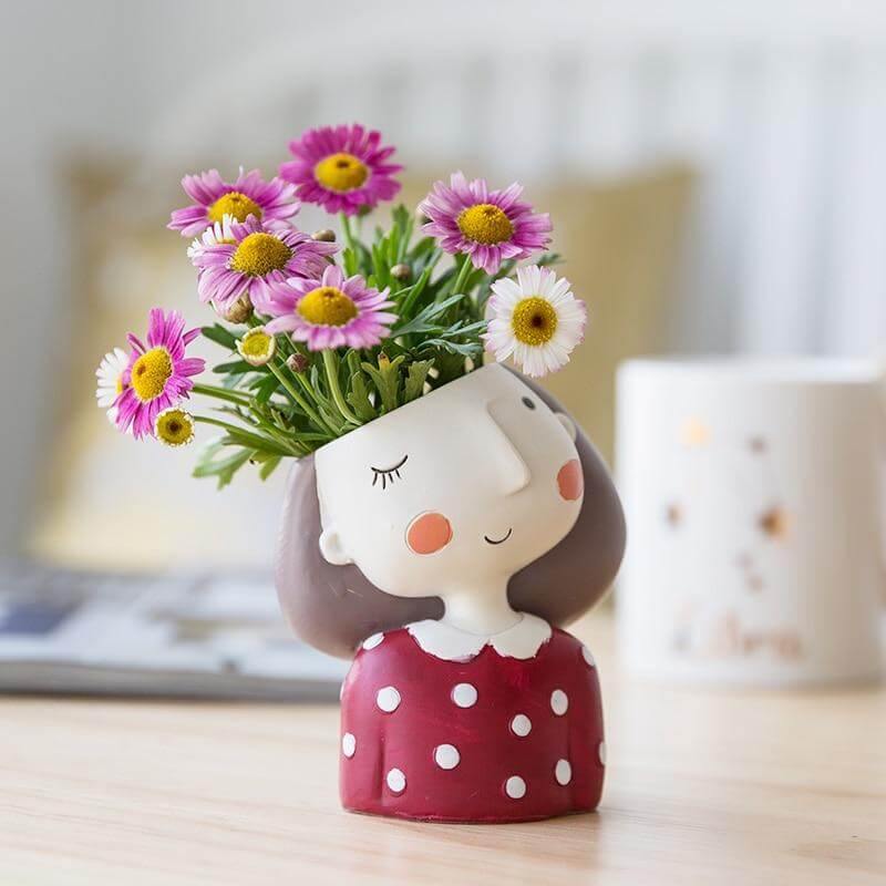 Söt Flicka Blomkruka Heminredning Vasen | Veska
