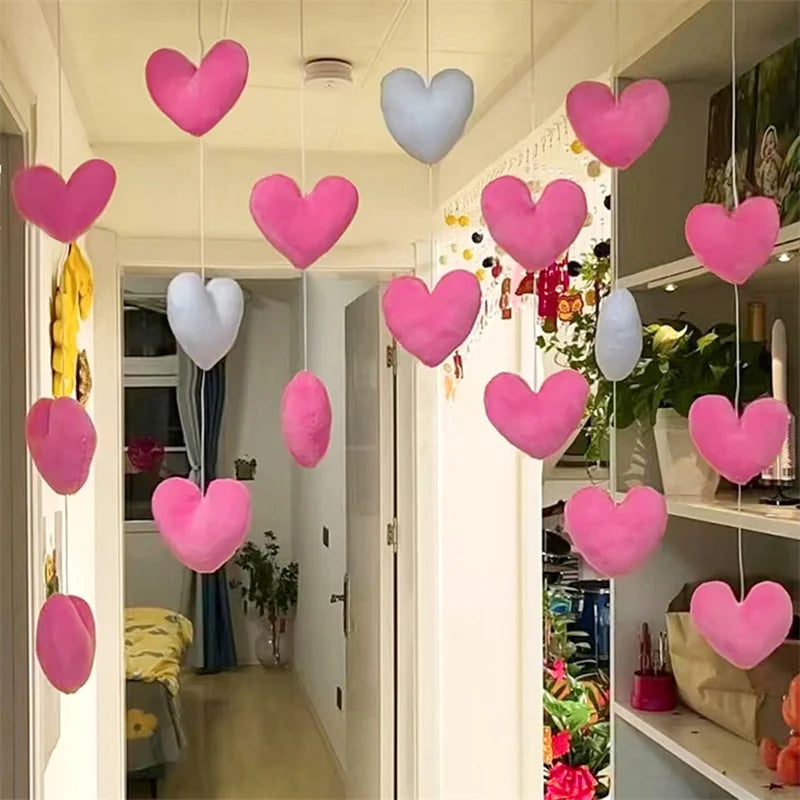Söt Hängande Rosa Hjärta Dörrdekoration | Veska Mörk rosa och vit