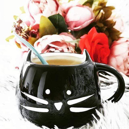 Söt katt kaffekopp med sked | Veska