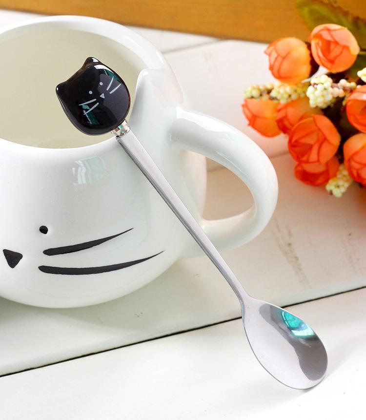 Söt katt kaffekopp med sked | Veska
