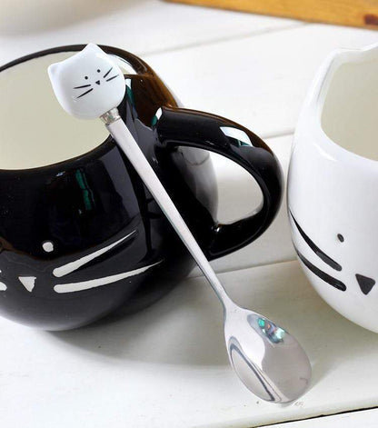 Söt katt kaffekopp med sked | Veska