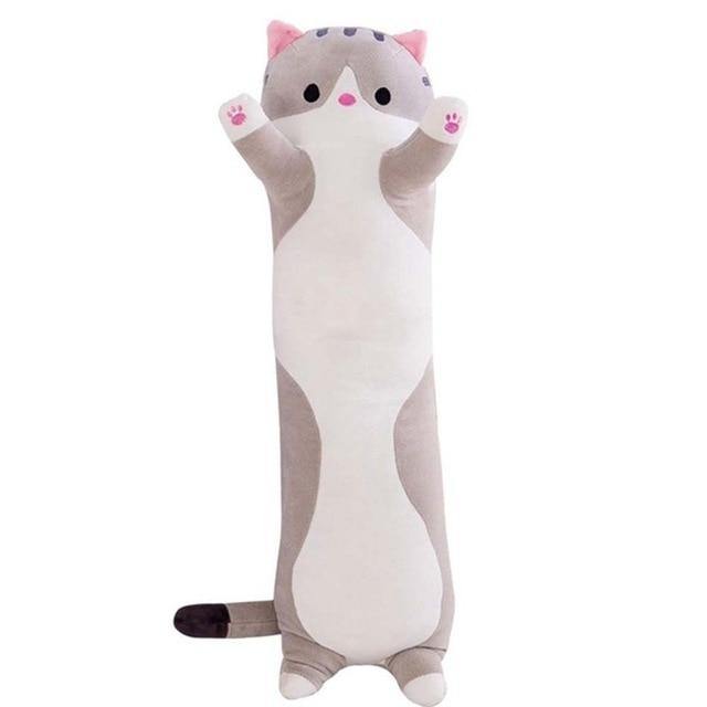 Söt katt mjuk lång katt kuddplush | Veska Ljusgrå