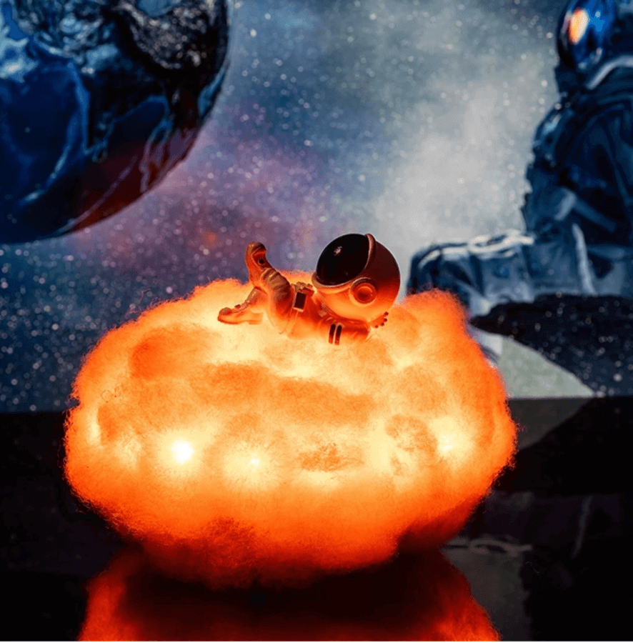 Söt LED Färgglada Moln Astronaut Lampa Med Regnbåge Effekt | Veska