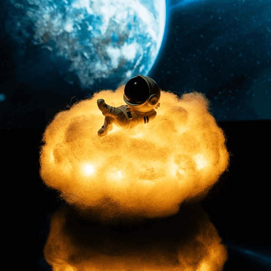 Söt LED Färgglada Moln Astronaut Lampa Med Regnbåge Effekt | Veska