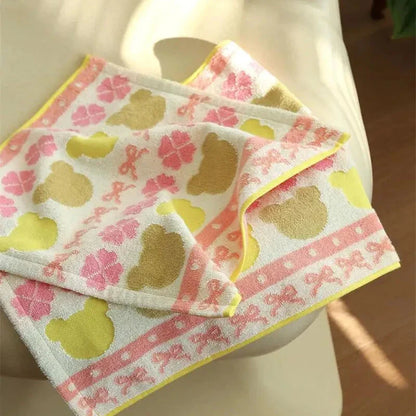 Söt Liten Björn Serien Bomull Handduk Kollektion | Veska GUL