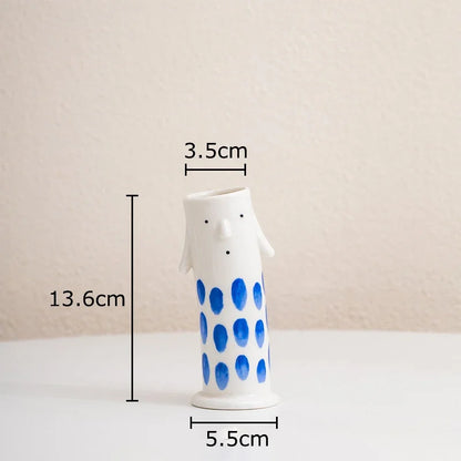 Söt tecknad figur keramikvase | Veska Blå-S