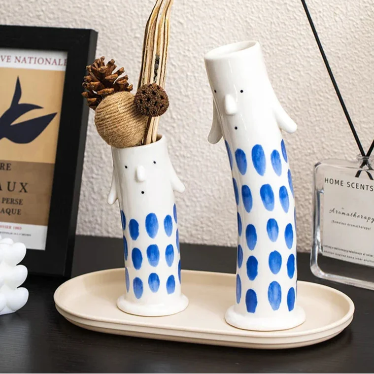 Söt tecknad figur keramikvase | Veska