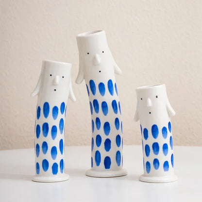 Söt tecknad figur keramikvase | Veska Blå set