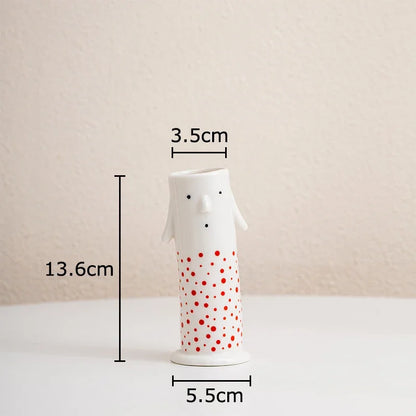 Söt tecknad figur keramikvase | Veska Röd-S