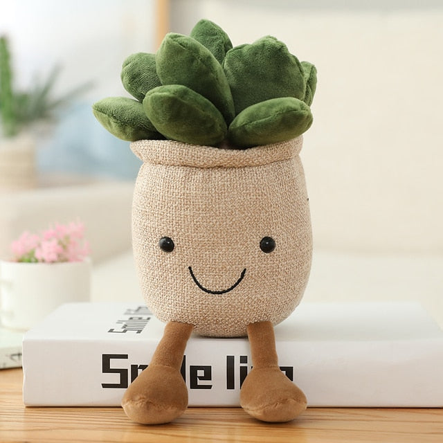 Söta växtplyschleksaker | Veska khaki succulenter